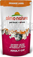 Almo Nature Oranžinė etiketė Suaugusių kačių visavertis ėdalas su jautiena 750g.